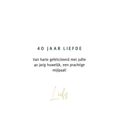 Huwelijksjubileum felicitatiekaart 40 jaar met getal 3