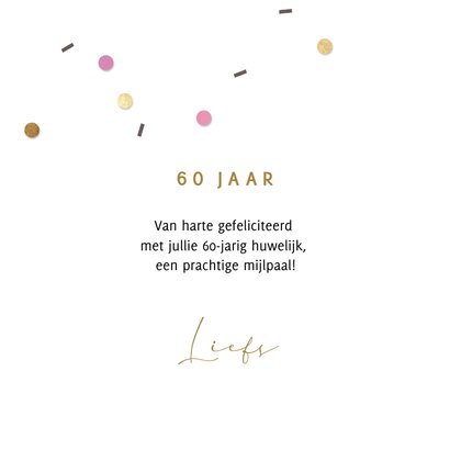 Huwelijksjubileum felicitatiekaart 60 jaar confetti 3