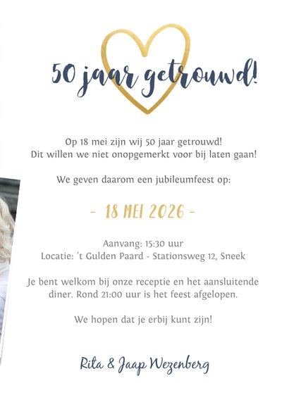 Huwelijksjubileum fotocollage uitnodiging feest 50 jaar  3