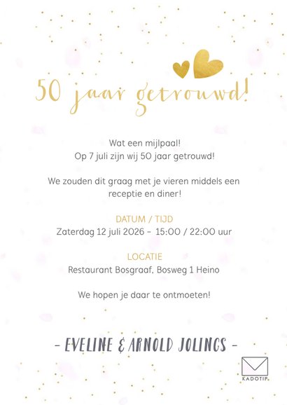 Huwelijksjubileum fotocollage uitnodiging met 3 foto's 3