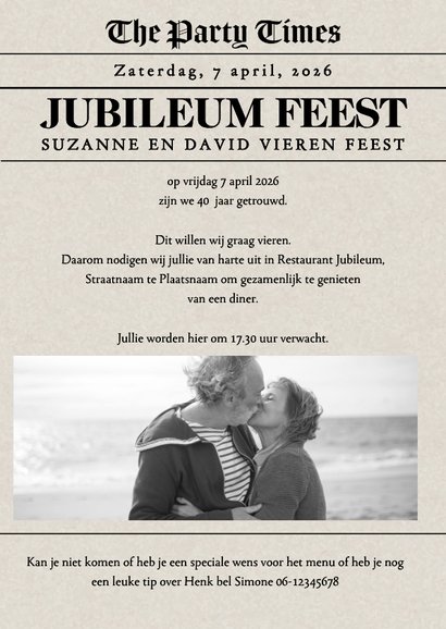 Huwelijksjubileum krant Foto 40 Jaar 3