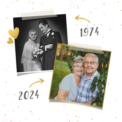 Huwelijksjubileum uitnodiging fotocollage 50 jaar getrouwd 2