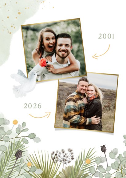 Huwelijksjubileum uitnodiging met duifjes 25 jaar getrouwd 2