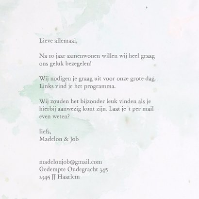 Huwelijkskaart bloemen geschilderd 3