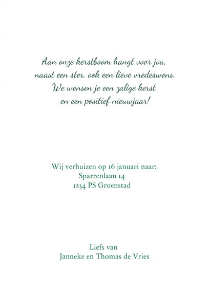 Illustratie kerstkaart verhuisdozen bij kerstboom dag 3