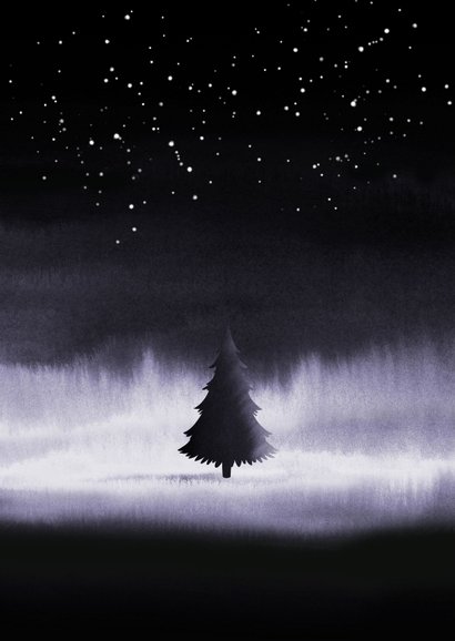 Illustratie kerstkaarten kerstboom met auto in watercolor 2