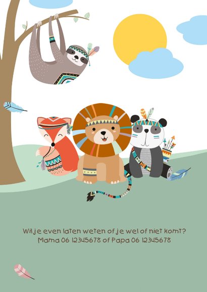 Indianen kinderfeestje uitnodiging 2