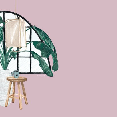 Industriële welkom-thuis-kaart woonkamer met planten 2