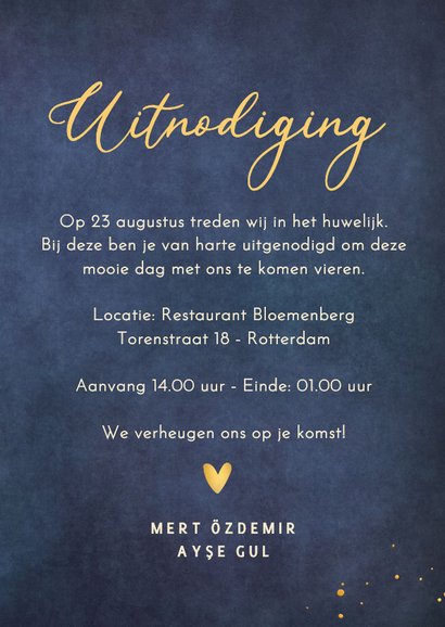 Islamistische trouwkaart Khamsa hand in goudfolie 3