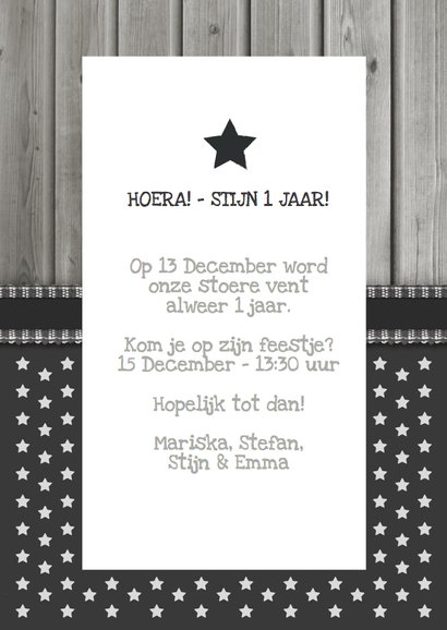 Jaarkaart 12 Maanden Ster Hout 3