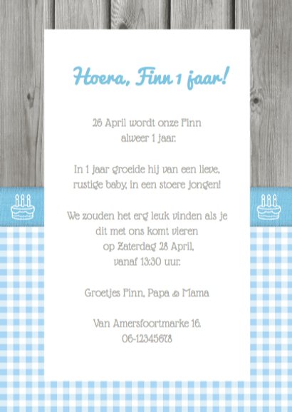 Jaarkaart Hout Blauw Jongen 3