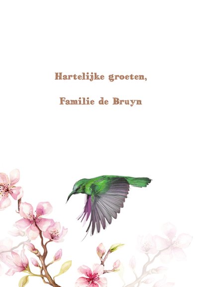 Jarigkaart kersenbloesem met kolibri's 3