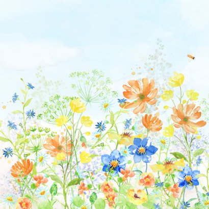 Jarigkaart met vrolijk gekleurde bloemen 2