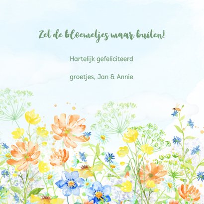 Jarigkaart met vrolijk gekleurde bloemen 3
