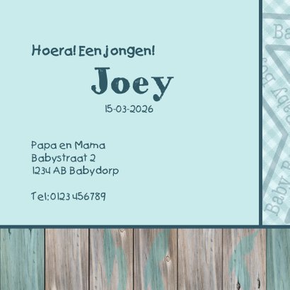 Jongen geboren blauwe ruit hout 3