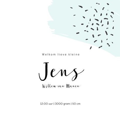 Jongens geboortekaartje blauwe en gele brush 3