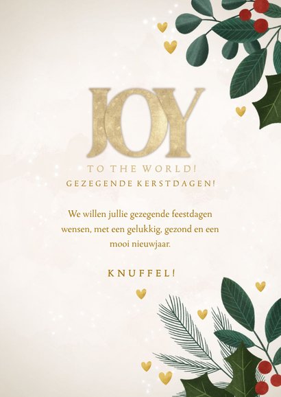 Joy to the World takjes en hartjes christelijke kerstkaart 3