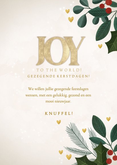 Joy to the World takjes en hartjes christelijke kerstkaart  3