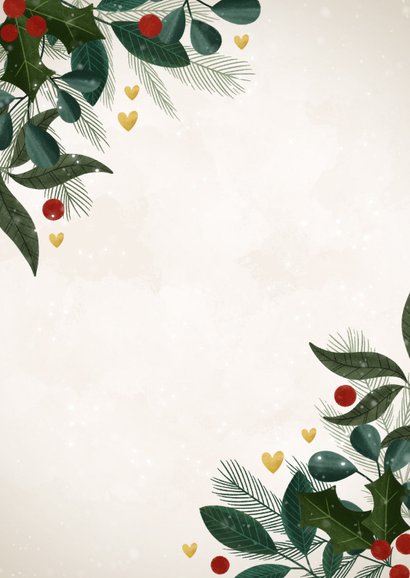 Joy to the World takjes en hartjes christelijke kerstkaart Achterkant