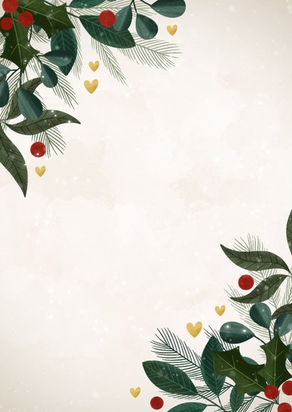 Joy to the World takjes en hartjes christelijke kerstkaart Achterkant