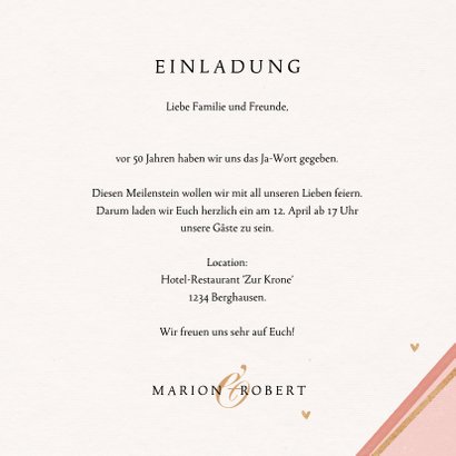 Jubiläumskarte Hochzeitstag mit goldenem Kranz 3