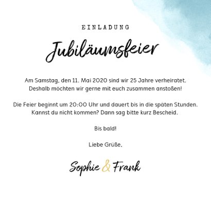 Jubiläumskarte Silberhochzeit Aquarell mit Herzen und Fotos 3