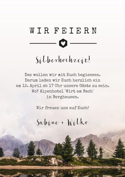 Jubiläumskarte zum Hochzeitstag Bergwelt 3