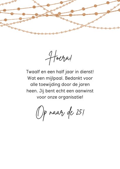 Jubileum 12,5 jaar in dienst trendy feestelijk koperlook 3