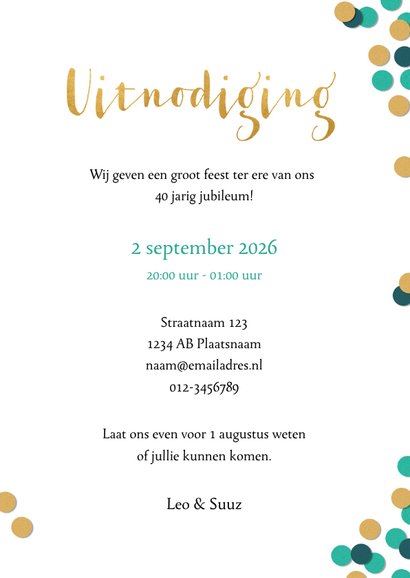 Jubileum 40 jaar met confetti - BK 3
