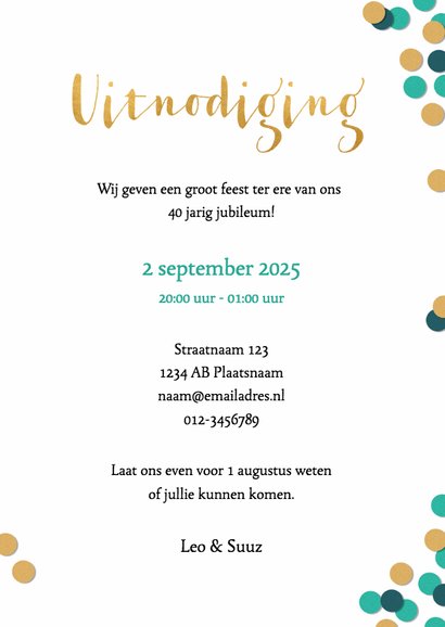 Jubileum 40 jaar met confetti - BK 3