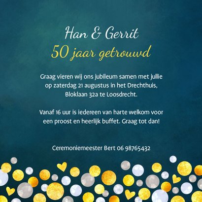 Jubileum 50 champagne bubbels en hartjes 3