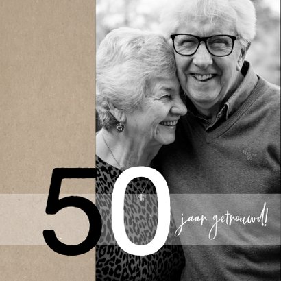 Jubileum 50 jaar getrouwd, zwart met craft papier look 2