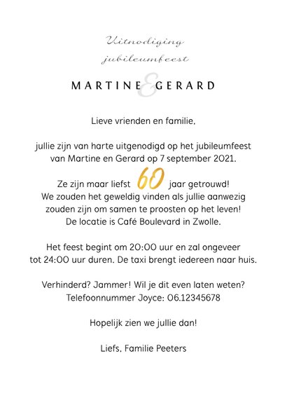 Jubileum 60 jaar stijlvol en klassiek met goud 3
