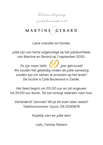 Jubileum 60 jaar stijlvol en klassiek met goud 3