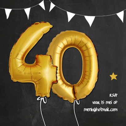 Uitnodiging jubileum ballonnen goud 40 2