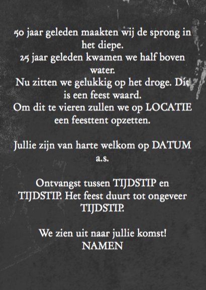 Jubileum bord zelf aanpassen b 3