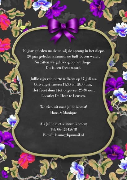 Jubileum feest bord en bloemen 3