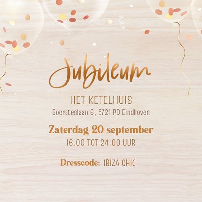 Jubileum houtlook eigen foto's met confetti 3d ballonnen 2