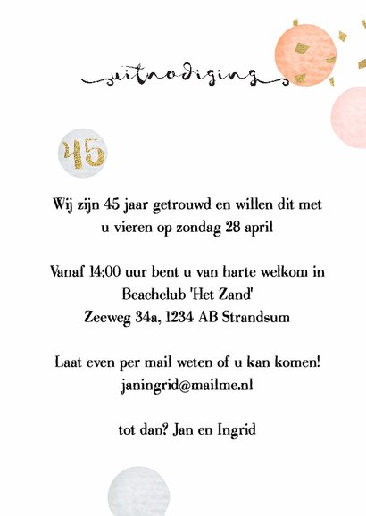Jubileum huwelijk 45 - confetti 3