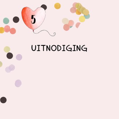 Jubileum kaart roze confetti met hart ballon 2