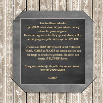 Jubileum krijtbord en hout 50 3