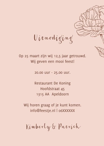 Jubileum lijntekening pioenroos 3