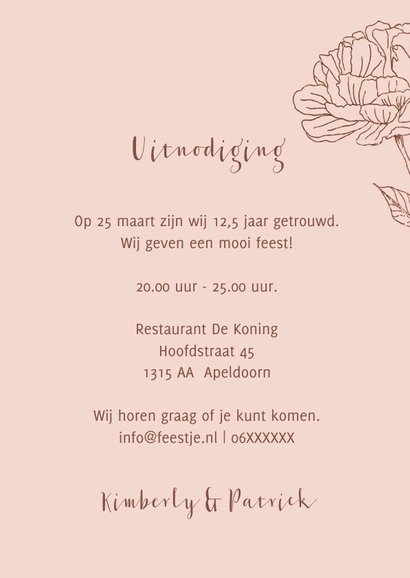 Jubileum lijntekening pioenroos 3