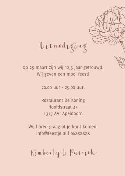 Jubileum lijntekening pioenroos 3