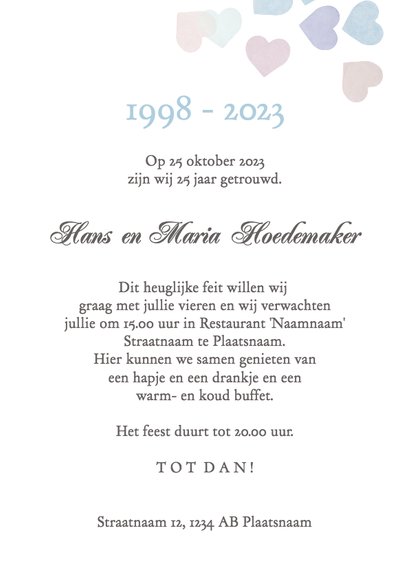 Jubileum pastel hartjes 25 jaar 3