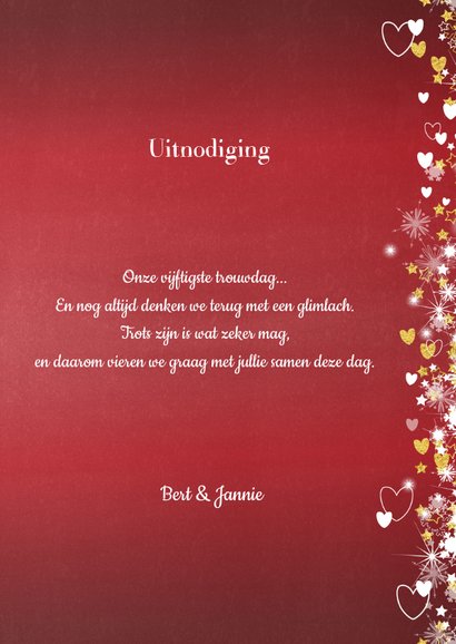 Jubileum trouwdag stijlvolle rode foto uitnodiging 3