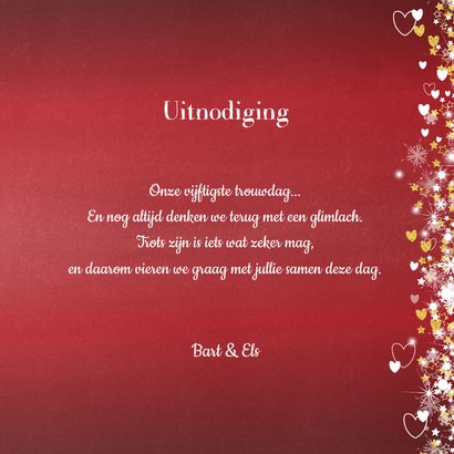 Jubileum trouwdag stijlvolle rode uitnodiging 3