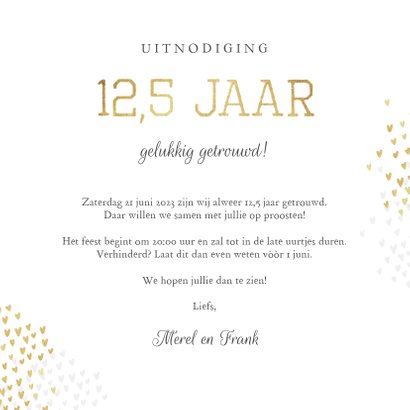 Beste Jubileum uitnodiging 12,5 jaar goud hartjes | Kaartje2go DB-48