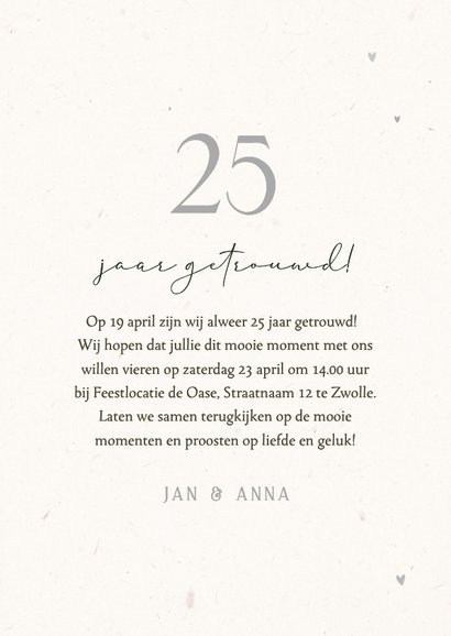 Jubileum uitnodiging 25 jaar stijlvol met takjes 3