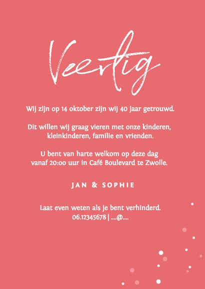 Jubileum uitnodiging 40 jaar stijlvol met confetti 3